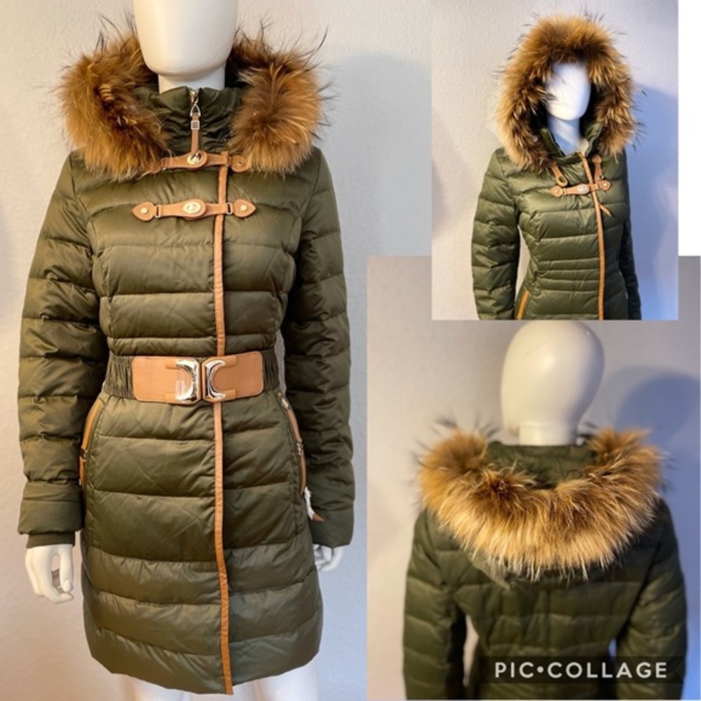 NWT WOMEN DOWN PARKA‎ PUFFER WINTER JACKET REAL RACCOON FUR TRIMMED HOOD COAT
